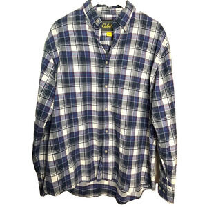 Cabela's Flannel Shirt Men's Large Plaid Button Down Long Sleeve Warm Collared